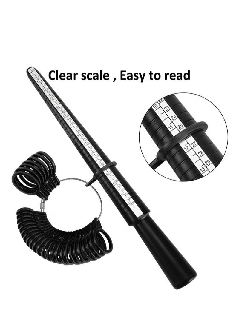 Generic - Ring Size Measuring Tool with Plastic Ring Mandrel & Perect Professionals Ring Sizer Guage, Size Stick Jewelry Mandrel and Ring Gauge Finger Size for Jewelry Making, Aluminum Ring Mandrel. - Image 1
