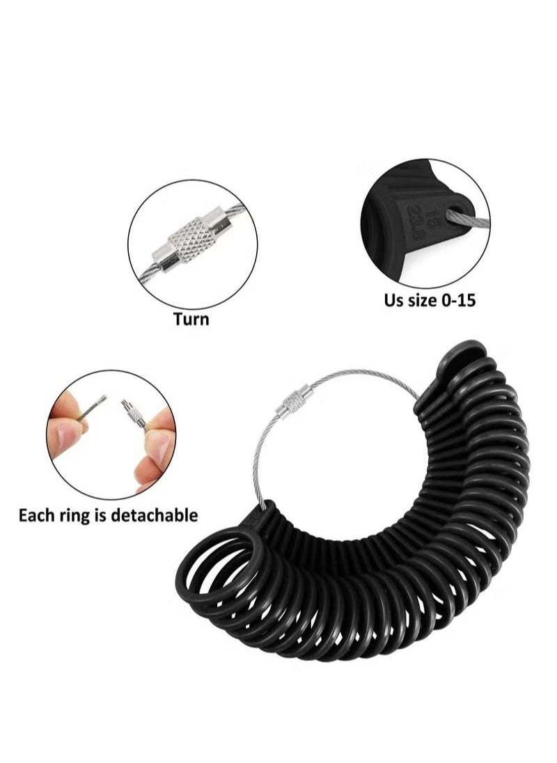 Generic - Ring Size Measuring Tool with Plastic Ring Mandrel & Perect Professionals Ring Sizer Guage, Size Stick Jewelry Mandrel and Ring Gauge Finger Size for Jewelry Making, Aluminum Ring Mandrel. - Image 1
