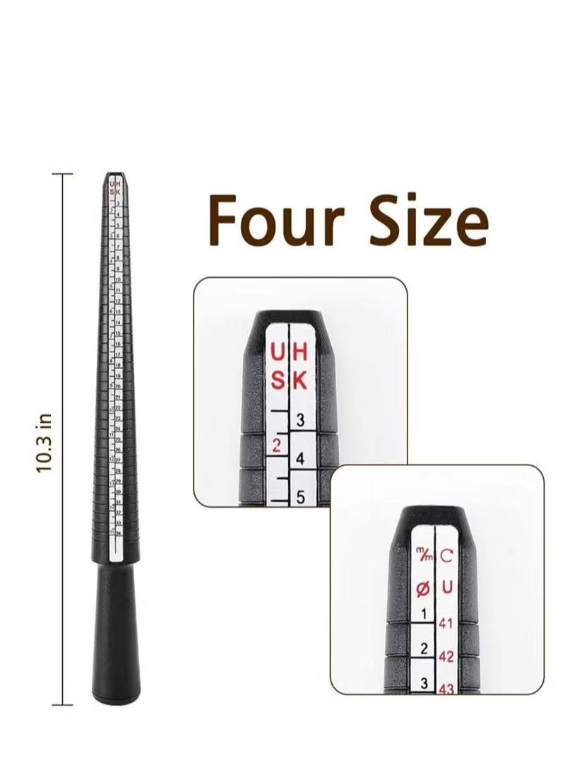 Generic - Ring Size Measuring Tool with Plastic Ring Mandrel & Perect Professionals Ring Sizer Guage, Size Stick Jewelry Mandrel and Ring Gauge Finger Size for Jewelry Making, Aluminum Ring Mandrel. - Image 1