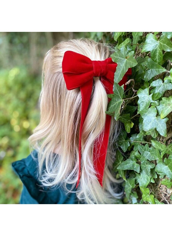 Aileam - 2PCS Velvet Hair Bows Red Hair Ribbon Clips Big Fall Alligator Clips Hair Accessories for Women Girls Toddlers Kids Baby - Image 1