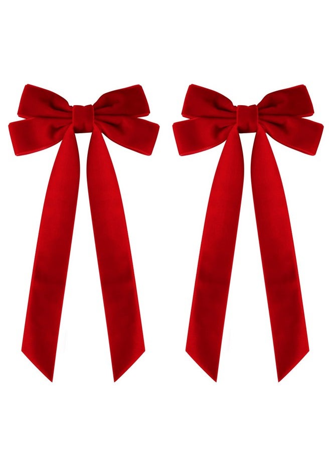 Aileam - 2PCS Velvet Hair Bows Red Hair Ribbon Clips Big Fall Alligator Clips Hair Accessories for Women Girls Toddlers Kids Baby - Image 1