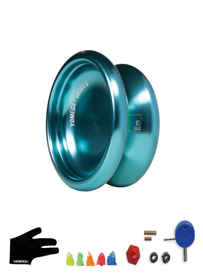 Yomega Groov II- Pro Level Aluminum Yoyo for Advance Players - Round Shaped, C Size Ball Bearing with Adjustable Responsive/Nonresponsive Play + 3 Month Warranty (Teal) - Image 1