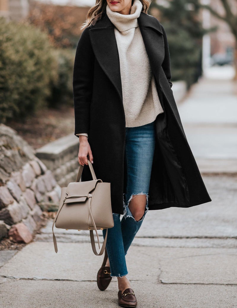 BZB Women's Trench Coat Long Wool Blend Pea Coat Winter Casual Overcoat Notched Lapel Collar Belted Long Jacket Outerwear - Image 2