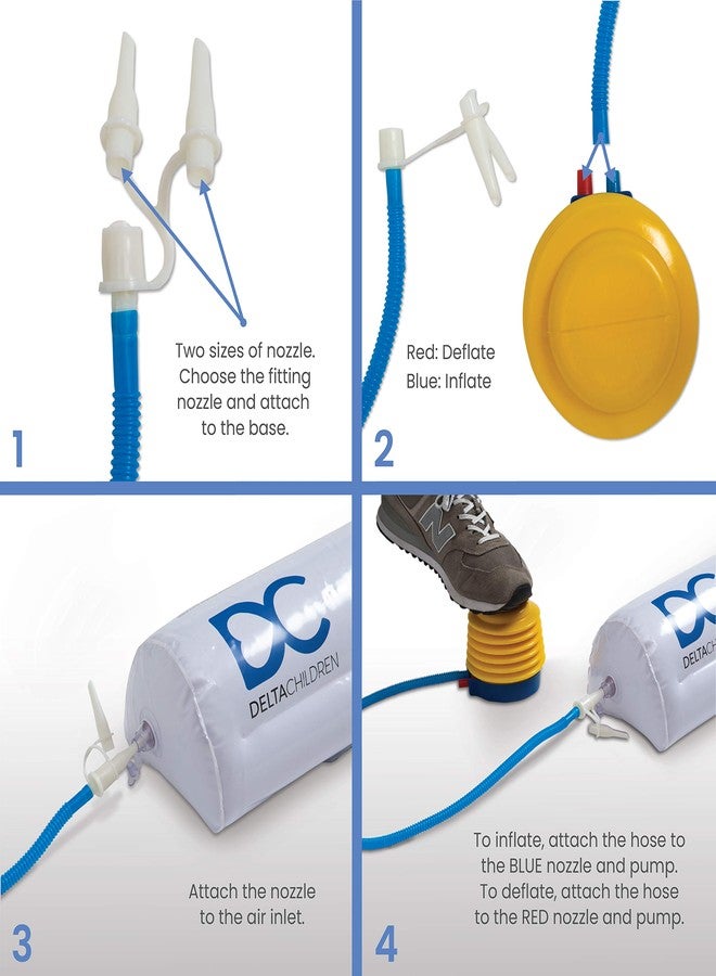 Delta Children Inflatable Bed Rails for Toddlers & Kids with Foot Pump (2 Pack) - Leak-Proof Portable Guardrails Great for Travel or at Home, White - Image 3