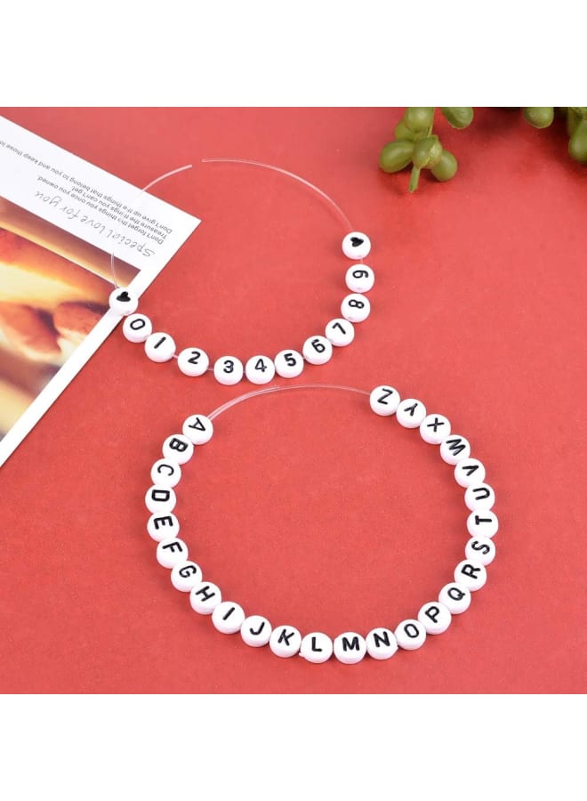 1850PCS Acrylic Letter Beads A-Z Letter and Number Beads Round Alphabet Letter Beads for Jewelry Making Bracelets Necklaces and Key Chains 7x4mm (White)  - Image 5