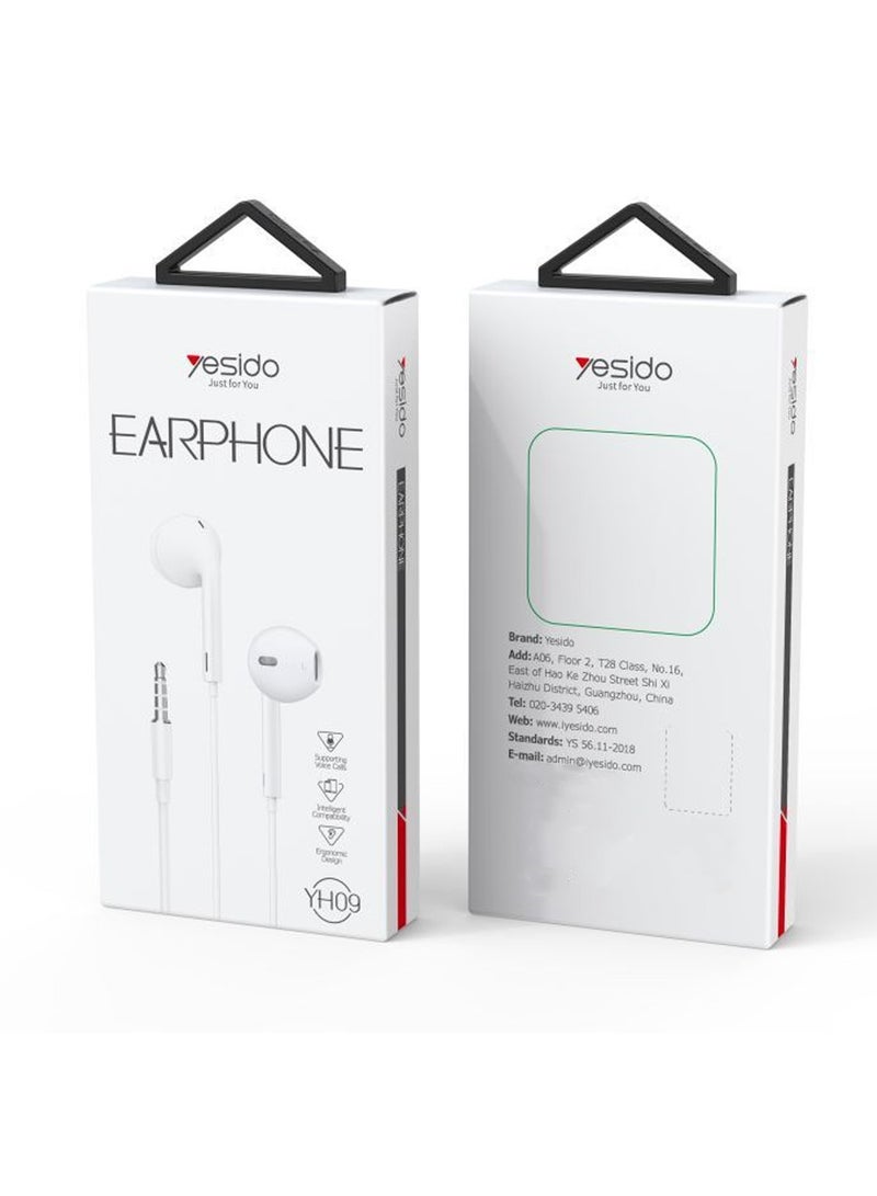Yesido YH09 Earphone 3.5mm Plug Material Noise Cancelling Voice Calls - White - Image 1
