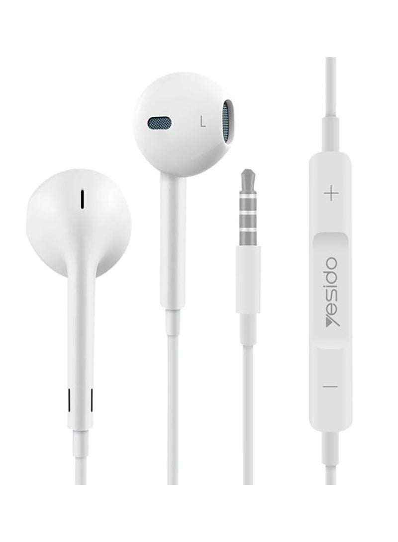 Yesido YH09 Earphone 3.5mm Plug Material Noise Cancelling Voice Calls - White - Image 2