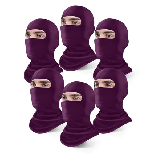 Xeoxarel 6 Pack Balaclava Face Mask, Summer Cooling Neck Gaiter, UV Protector Motorcycle Ski Scarf for Men/Women Purple - Image 1