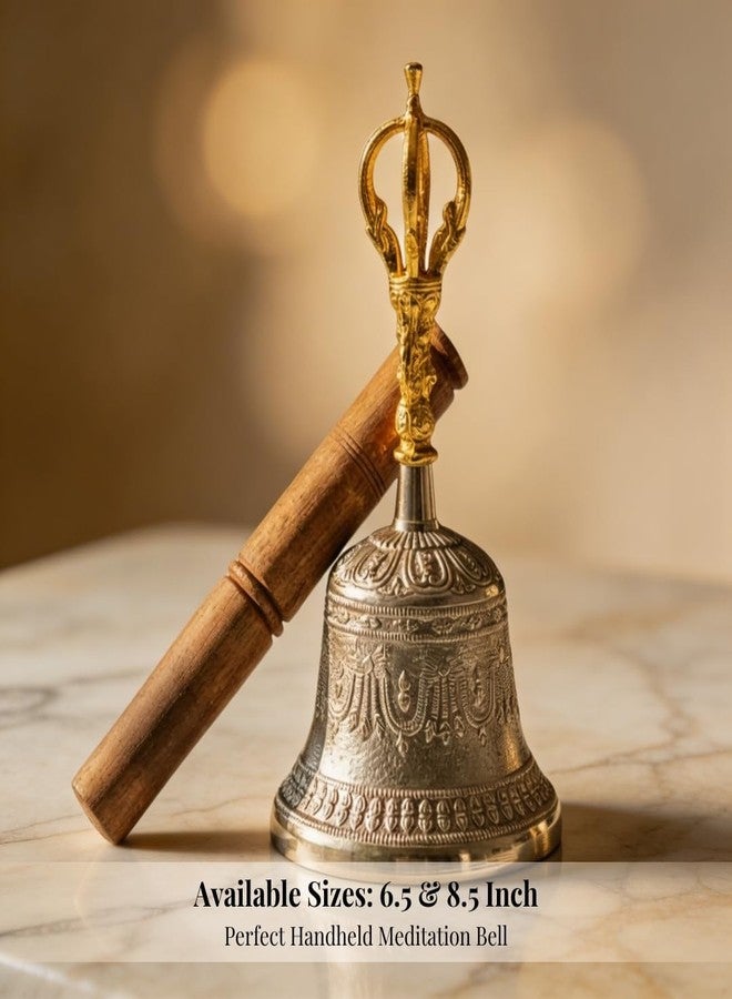 Plus Value Brass Tibetan Om Bell Feng Shui Vastu Meditation Sound Healing, Spiritual Gifting, Indian Handicraft Product for Home, Office Temple Decor Buddhist Positivity Calm Relax (Big Size) - Image 4