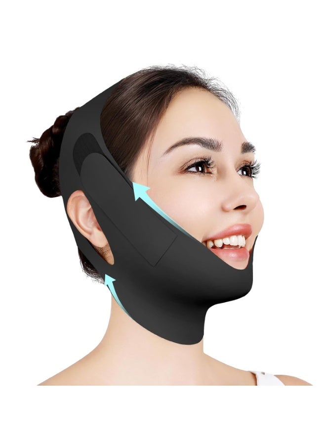 Bukela Chin Strap for Sleeping, Adjustable Chin Strap, Jaw Strap, Jawline Shaper, V Line Lifting Mask, Black - Image 1