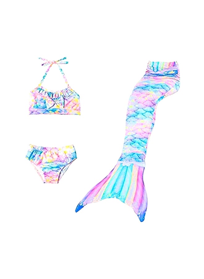 3 - Piece Kids Mermaid Swimsuit Set | Colorful Tail & Bikini for Beach/Pool Fun Size 150 - Image 1