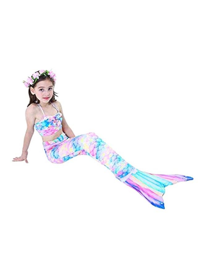3 - Piece Kids Mermaid Swimsuit Set | Colorful Tail & Bikini for Beach/Pool Fun Size 150 - Image 3