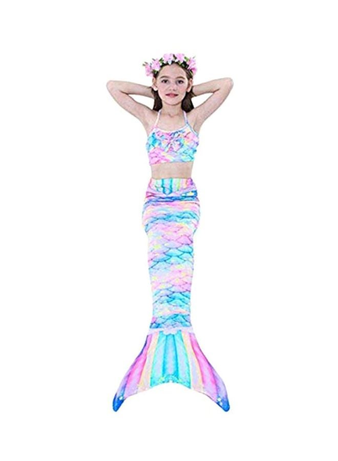 3 - Piece Kids Mermaid Swimsuit Set | Colorful Tail & Bikini for Beach/Pool Fun Size 150 - Image 2