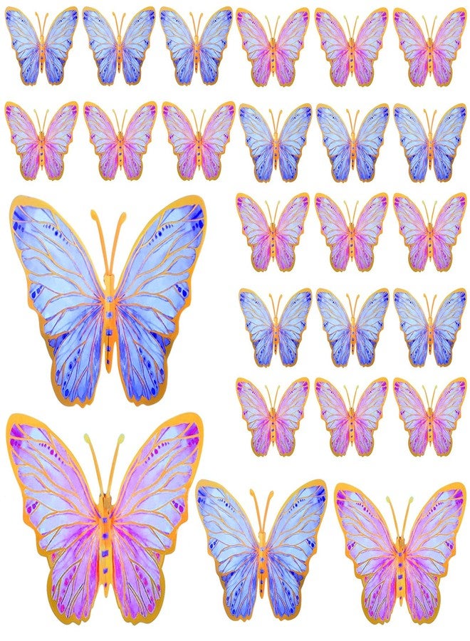 Outus 48 Pcs Large Butterfly Party Decoration Paper Stickers in 3 Different Size Butterfly Wall Mural Set for Birthday Baby Shower Nursery Bedroom Wedding(Pink, Purple) - Image 1