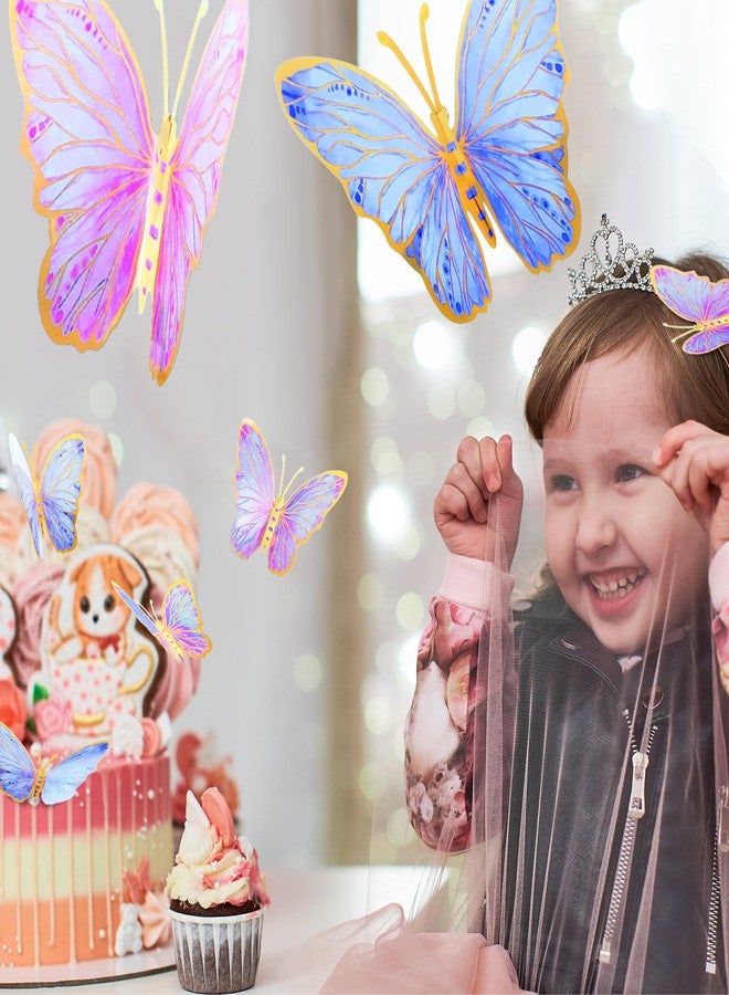 Outus 48 Pcs Large Butterfly Party Decoration Paper Stickers in 3 Different Size Butterfly Wall Mural Set for Birthday Baby Shower Nursery Bedroom Wedding(Pink, Purple) - Image 4