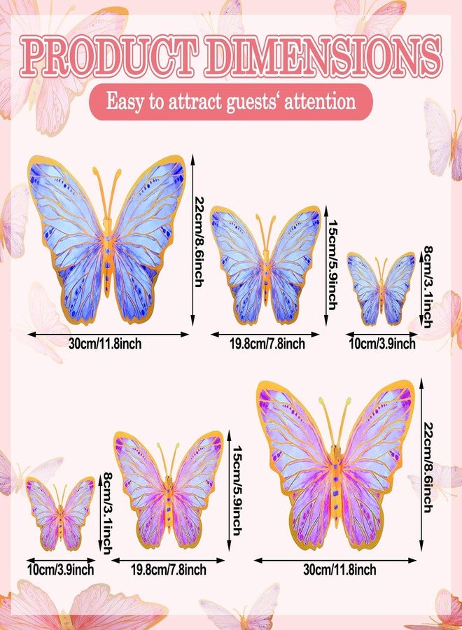 Outus 48 Pcs Large Butterfly Party Decoration Paper Stickers in 3 Different Size Butterfly Wall Mural Set for Birthday Baby Shower Nursery Bedroom Wedding(Pink, Purple) - Image 2