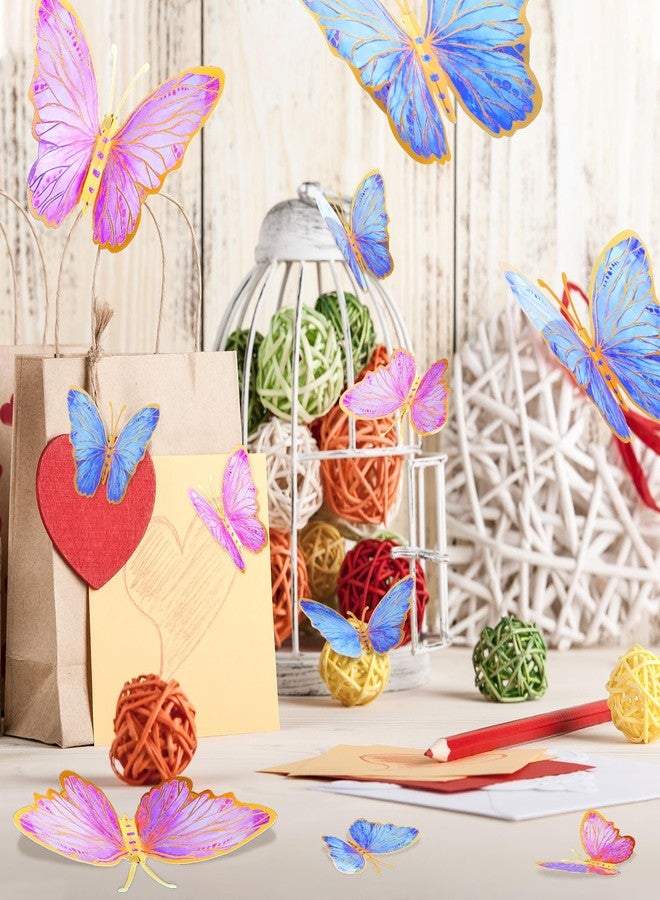 Outus 48 Pcs Large Butterfly Party Decoration Paper Stickers in 3 Different Size Butterfly Wall Mural Set for Birthday Baby Shower Nursery Bedroom Wedding(Pink, Purple) - Image 5