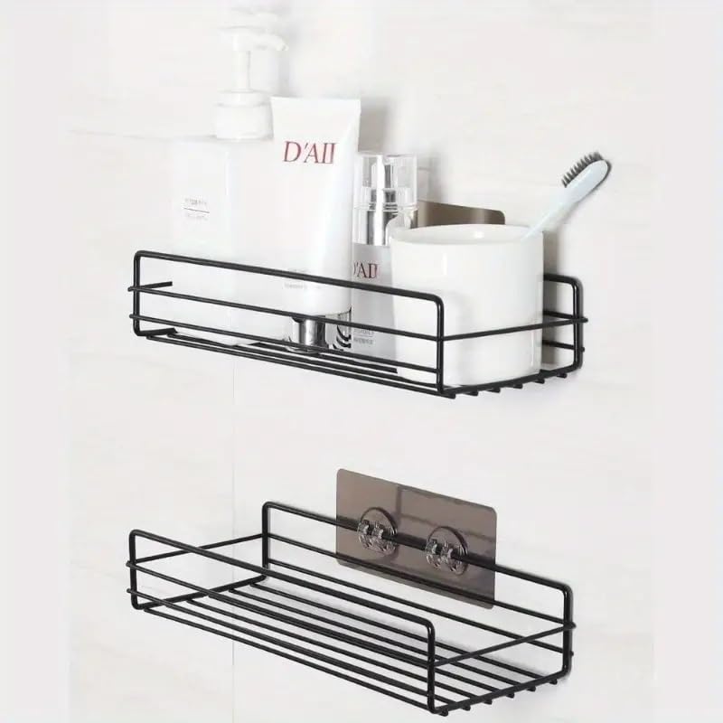 KYMIO Wall Mounted Bathroom Shelf Rack Storage Organizer for Shower, Kitchen & Toiletries – Rustproof Metal Corner Shelf with Strong Adhesive, Space Saving Holder for Shampoo, Bottles & Towels (Pack of 1) - Image 1