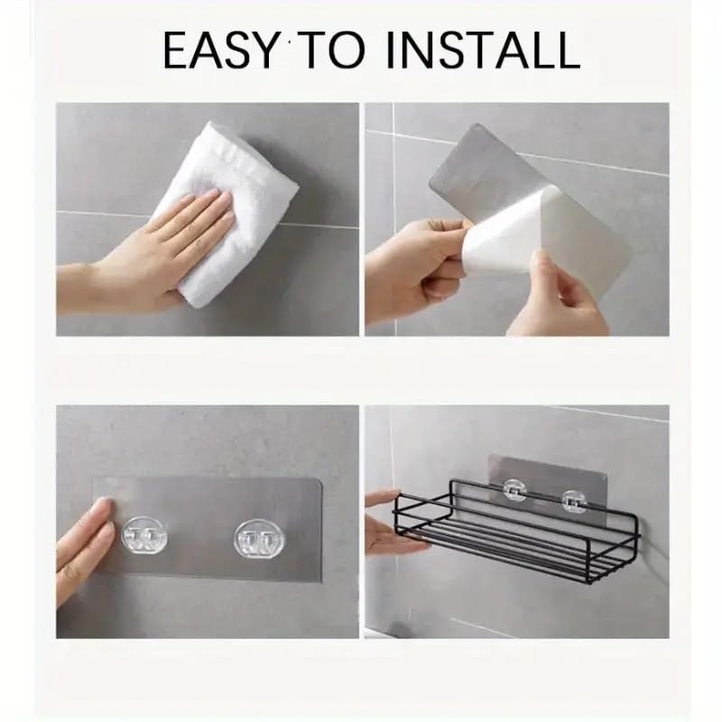 KYMIO Wall Mounted Bathroom Shelf Rack Storage Organizer for Shower, Kitchen & Toiletries – Rustproof Metal Corner Shelf with Strong Adhesive, Space Saving Holder for Shampoo, Bottles & Towels (Pack of 1) - Image 3