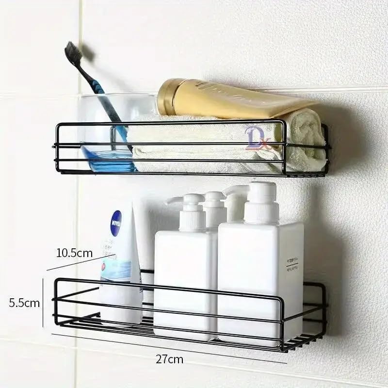 KYMIO Wall Mounted Bathroom Shelf Rack Storage Organizer for Shower, Kitchen & Toiletries – Rustproof Metal Corner Shelf with Strong Adhesive, Space Saving Holder for Shampoo, Bottles & Towels (Pack of 1) - Image 2