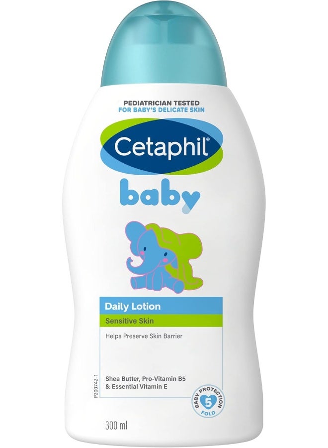 Cetaphil Baby Daily Lotion with Shea Butter, Face & Body Moisturizer, Delicate and Sensitive Skin, Unscented, 300ml