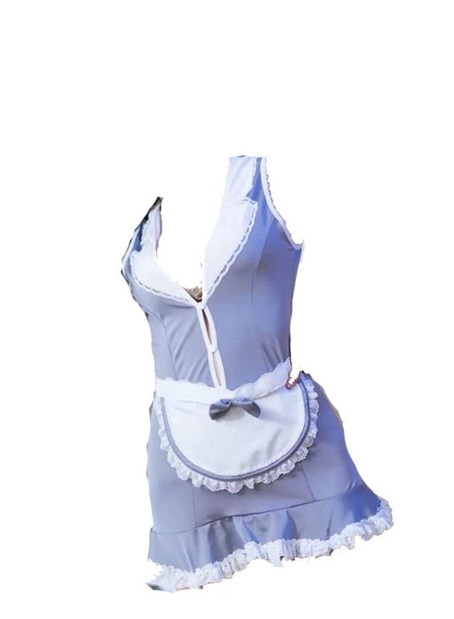 Women French Maid Cosplay Costume Uniform  Dress With Short Apron - Image 3