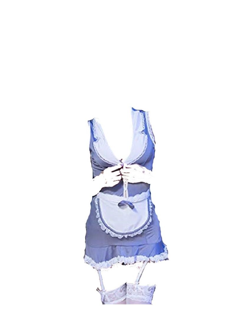 Women French Maid Cosplay Costume Uniform  Dress With Short Apron - Image 2