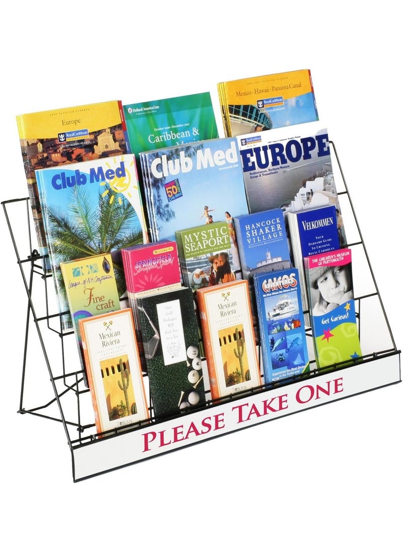 Displays2go Countertop Display Rack for Literature 4 Open Tiers Work with Magazines and Brochures Each Level Holds up to 3 85x11 Magazines  Black Wire  - Image 1