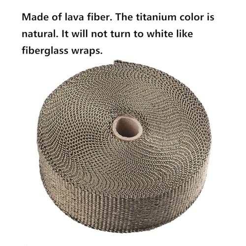 ARTR 2" x 50' Titanium Exhaust Header Heat Wrap 2 Rolls with 20PCS 11.8 Inch Stainless Steel Locking Ties - Image 2