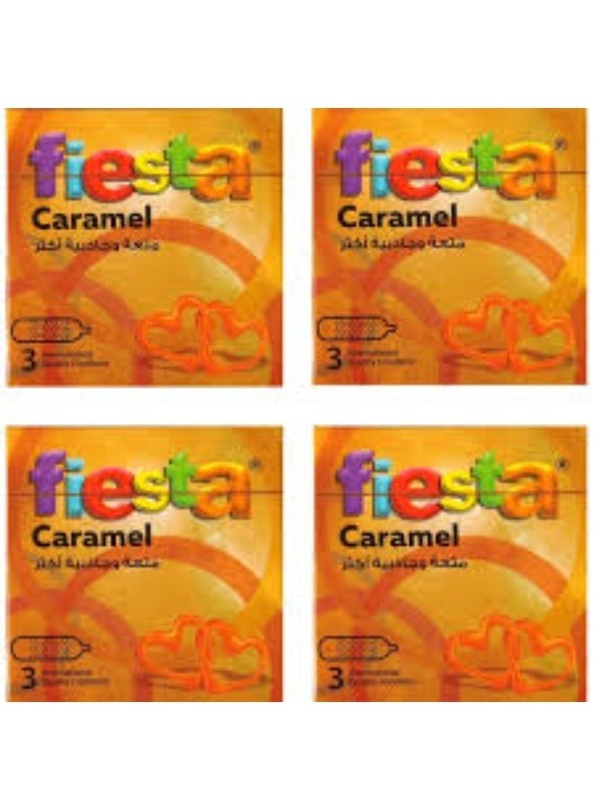 Vista Caramel Flavored Dotted Condoms - 4 Packs of 3