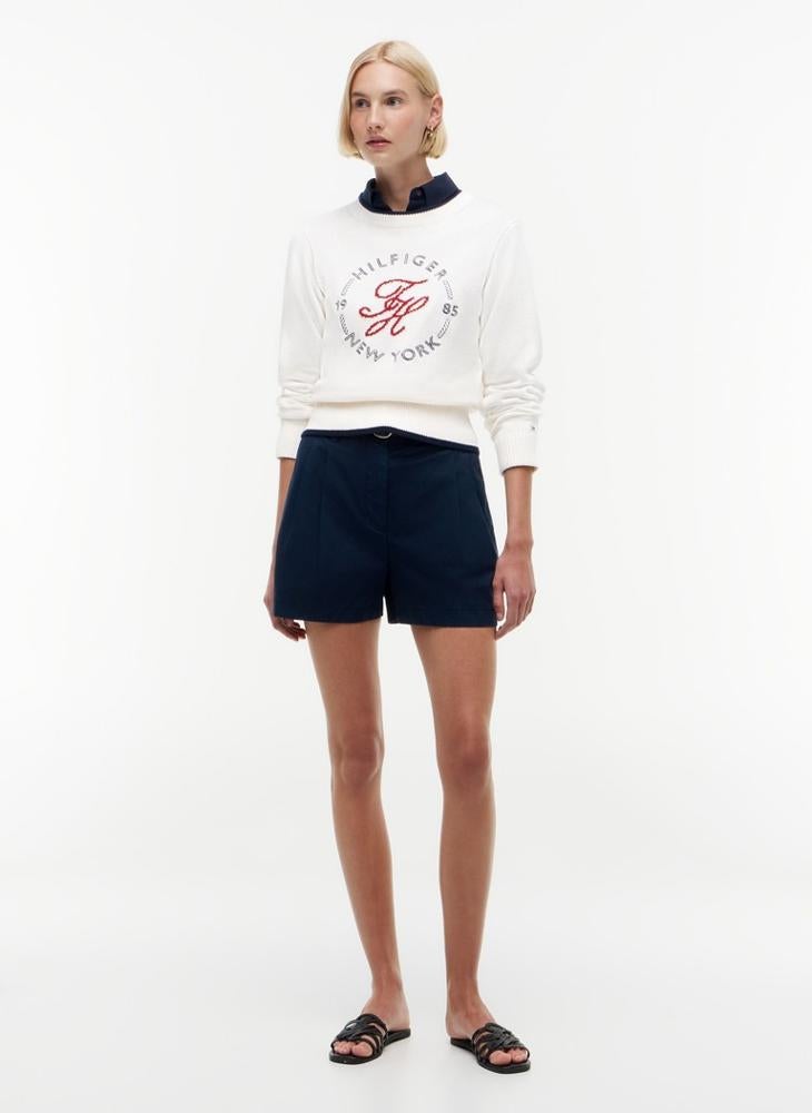 TOMMY HILFIGER Logo Embroidery Relaxed Crew Neck Jumper - Image 4