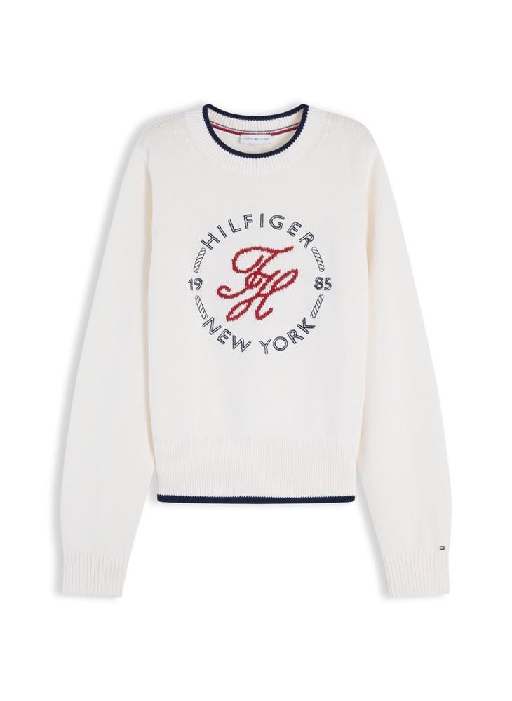 TOMMY HILFIGER Logo Embroidery Relaxed Crew Neck Jumper - Image 5