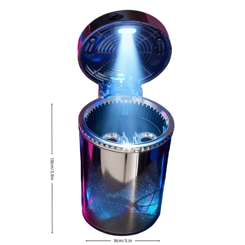 1-Pack Automatic Car Ashtray with LED Light, Removable Cleaning Brush, Portable Design, Easy Installation - Image 3