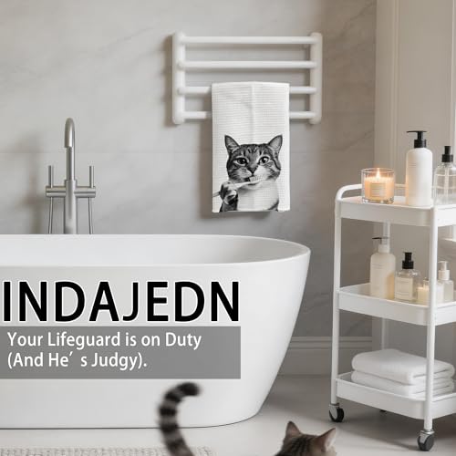 INDAJEDN Funny Cat Bathroom Hand Towels, Cute Cats Bathroom Decor, Funny Washroom Decor, Cat Lover Gifts for Women,16x24 Inch - Image 4