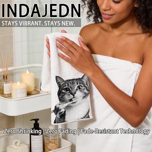 INDAJEDN Funny Cat Bathroom Hand Towels, Cute Cats Bathroom Decor, Funny Washroom Decor, Cat Lover Gifts for Women,16x24 Inch - Image 3