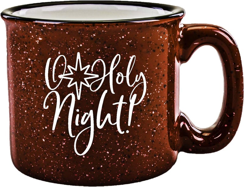Ceramic Designer Campfire Coffee Mug  O Holy Night  Holds 15 ounces  Christmas Holiday Mug  Great for Coffee Tea Soups Hot Chocolate