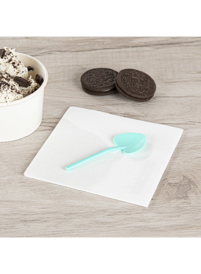 Restaurantware ملاعق قلبية 3.5 بوصة × 1.25 بوصة، 500 ملعقة بلاستيكية صغيرة قابلة للتصرف - على شكل قلب، للحلويات، ملاعق تذوق بلاستيكية باللون الأزرق، للحفلات أو الفعاليات - Image 3