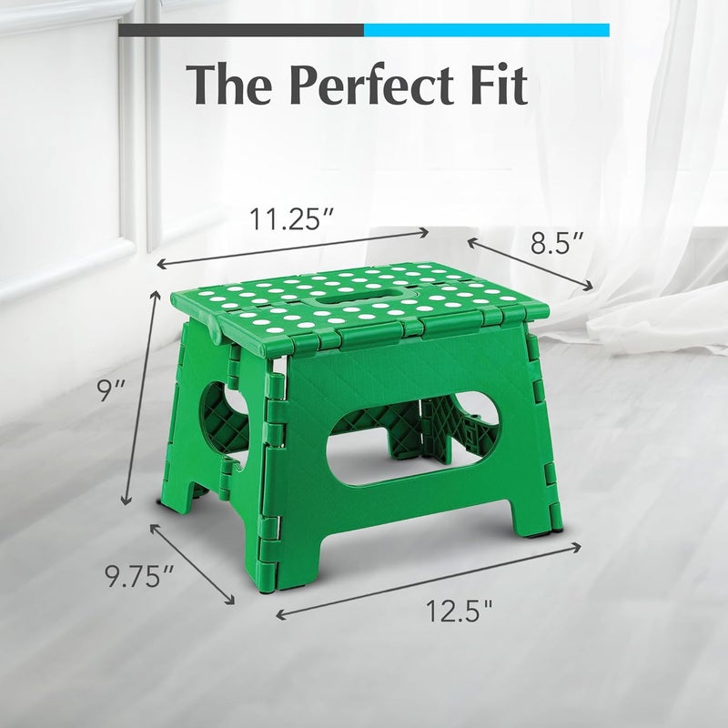 Handy Laundry Folding Lightweight Step Stool - Sturdy Enough to Support Adults - Opens Easy with One Flip - Great for Kitchen, Bathroom or Bedroom (Green | 2-Pack) - Image 5