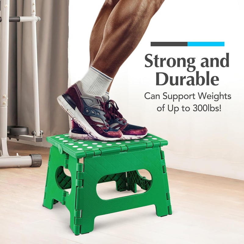 Handy Laundry Folding Lightweight Step Stool - Sturdy Enough to Support Adults - Opens Easy with One Flip - Great for Kitchen, Bathroom or Bedroom (Green | 2-Pack) - Image 4