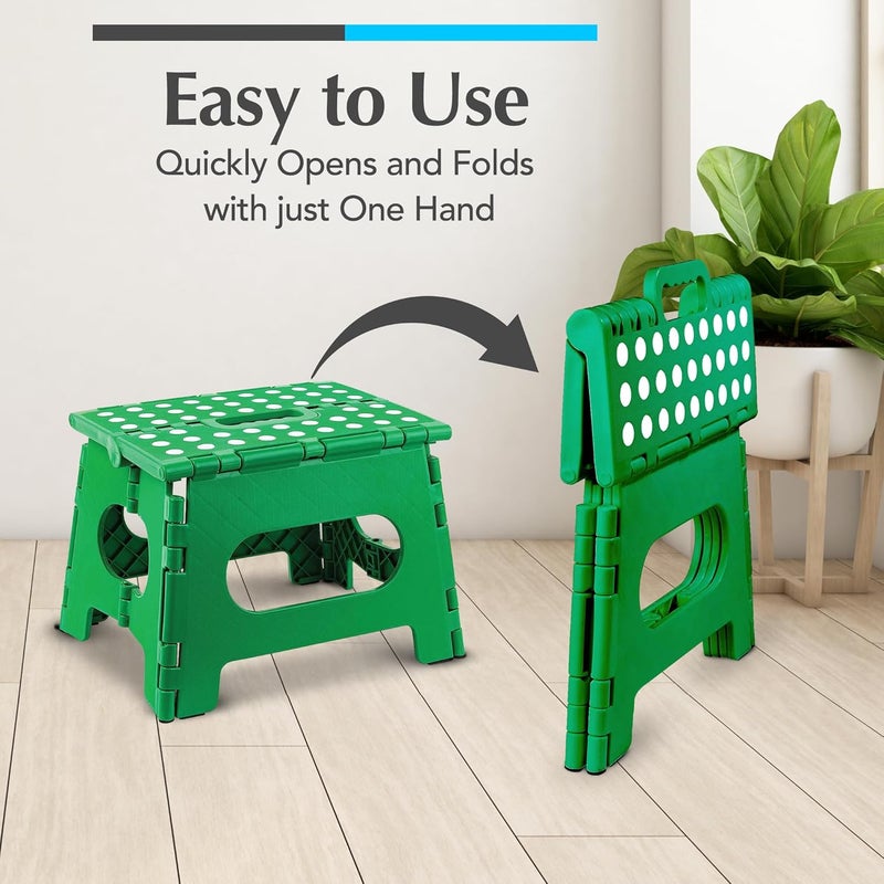 Handy Laundry Folding Lightweight Step Stool - Sturdy Enough to Support Adults - Opens Easy with One Flip - Great for Kitchen, Bathroom or Bedroom (Green | 2-Pack) - Image 3
