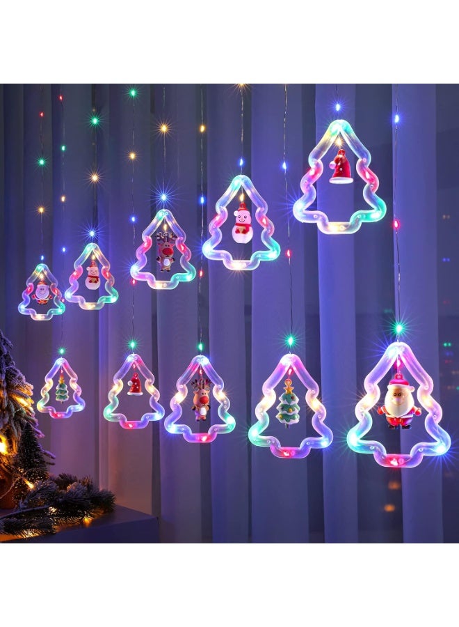 Home Care أضواء نافذة عيد الميلاد - زينة نافذة مضاءة على شكل شجرة مع أضواء ستارة مزخرفة داخلية - أضواء خيط مبتكرة معلقة تعمل بالـ USB لزينة عيد الميلاد في المنزل وغرفة النوم - Image 1