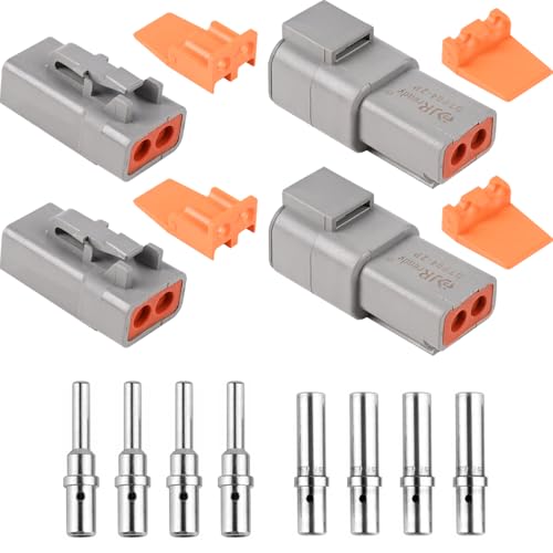 JRready ST6138 DTP Connector Kit 2Pin, DTP 12 Guage 14 Guage Waterproof Connector with Size 12 Solid Contact 12-14 AWG, 2 Sets - Image 1