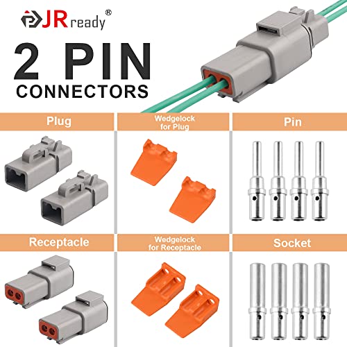 JRready ST6138 DTP Connector Kit 2Pin, DTP 12 Guage 14 Guage Waterproof Connector with Size 12 Solid Contact 12-14 AWG, 2 Sets - Image 2