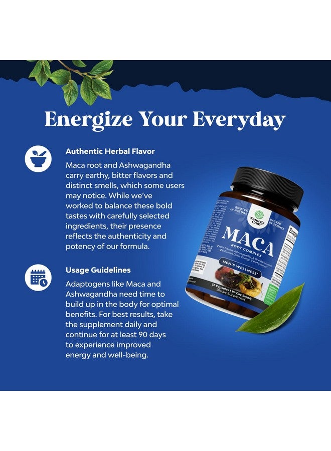 Natures Craft كبسولات جذور الماكا السوداء القوية للرجال - مكمل عشبي للصحة مع الجنسنج السيبيري والأشواغاندا وجذور الماكا السوداء - مكمل صحة للرجال لدعم الصحة العامة (حجم تجريبي) - Image 2