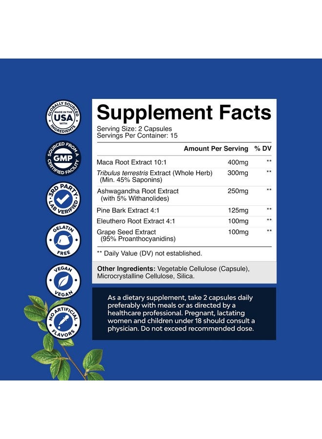 Natures Craft كبسولات جذور الماكا السوداء القوية للرجال - مكمل عشبي للصحة مع الجنسنج السيبيري والأشواغاندا وجذور الماكا السوداء - مكمل صحة للرجال لدعم الصحة العامة (حجم تجريبي) - Image 3