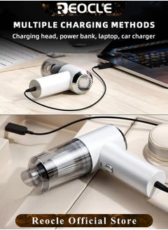 REOCLE Mini Vacuum Cleaner for Car Keyboard Vacuum Cleaner Wireless Handheld Car Vacuum with Brushless Motor 6000PA High Power and Type C Portable Vacuum Cleaner for Car Cleaning  - Image 3