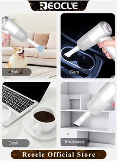 REOCLE Mini Vacuum Cleaner for Car Keyboard Vacuum Cleaner Wireless Handheld Car Vacuum with Brushless Motor 6000PA High Power and Type C Portable Vacuum Cleaner for Car Cleaning  - Image 5