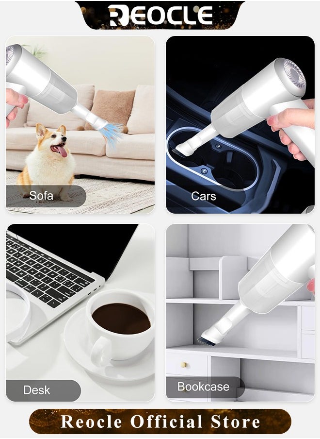 REOCLE Mini Vacuum Cleaner for Car Keyboard Vacuum Cleaner Wireless Handheld Car Vacuum with Brushless Motor 6000PA High Power and Type C Portable Vacuum Cleaner for Car Cleaning  - Image 5