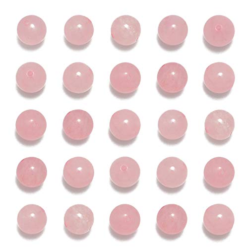 NCB 200PCS 8mm Natura Pink Rose Quartz Gemstone Round Spacer Loose Beads for Jewelry Making with Crystal Stretch Cord Rose Quartz 8mm 200Beads