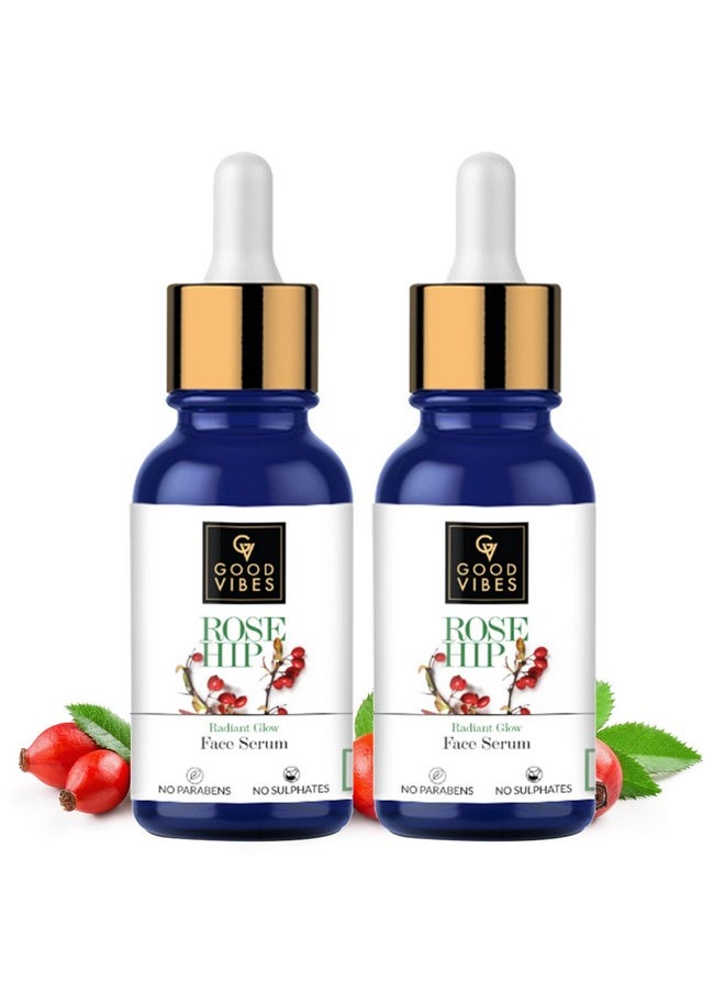 Good Vibes Rose Hip Face Serum, 10 Ml (Pack Of 2) Light Weight Non Greasy Moisturizing Anti Ageing Formula For All Skin Types, Natural, No Parabens & Sulphates  - Image 1